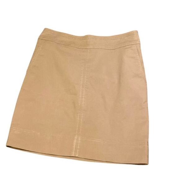 Talbots Women’s Twill A-line Beige Pockets Mini Skirt Fully Lined Size 4P EUC - Picture 1 of 4